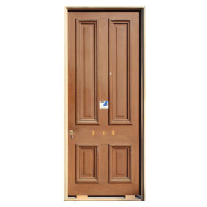 Salvaged 35″ Solid Wood 4-Panel Door in Jamb