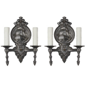 Pair of Figural Two-Arm Nautical Sconces, Antique Lighting