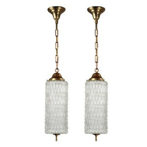 Vintage Pendant Light with Cylindrical Glass Shade