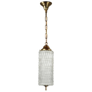 Vintage Pendant Light with Cylindrical Glass Shade