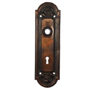 Antique Neoclassical Arched Door Plates, “Nubian” by Yale & Towne, c. 1910