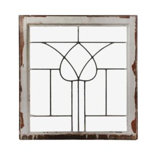 Antique American Leaded Glass Window, Stylized Tulip