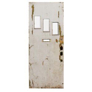 Salvaged 34″ Plank Door with Beveled Glass