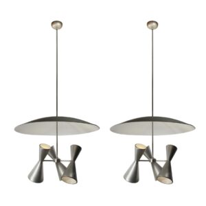 Substantial Mid-century Modern Lighting with Reflectors