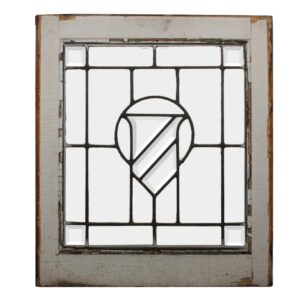 Antique American Leaded and Beveled Glass Window, Shield