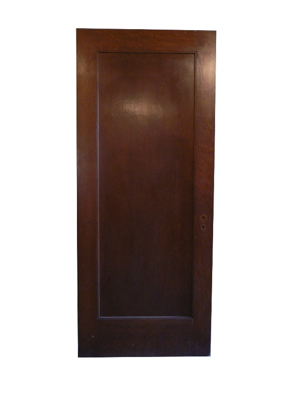 Antique One-Panel Solid Wood Door with Narrow Trim, Stained Finish