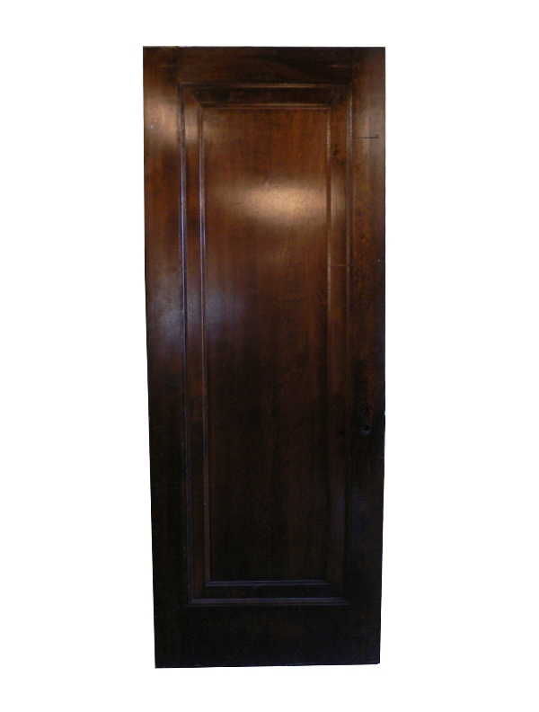 Antique One-Panel Solid Wood “Miracle Door” with Wide Trim, Stained Finish