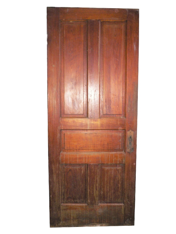 Antique Five-Panel Solid Wood Door, Stained Finish