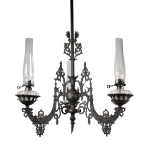 Antique Cast Iron Oil Chandelier, c. 1870