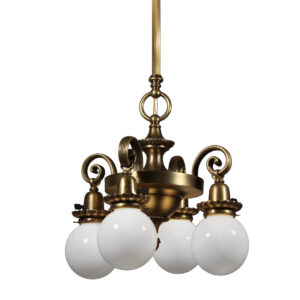 Antique Brass Chandelier with Ball Shades