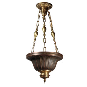 Antique Neoclassical Two-Tone Inverted Dome Chandelier