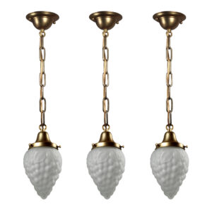 Petite Antique Pendant Light Fixtures with Frosted Glass Shades, Grapes