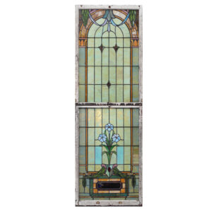 Large Antique American Stained Glass Sash Set with Jewels, Late 19th Century