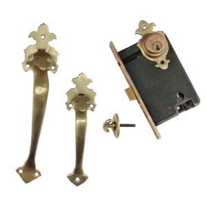 Complete Brass Thumb Latch Entry Set, Antique Hardware