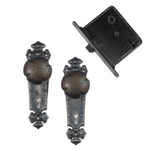 Unusual Antique Tudor Door Hardware Sets, Cast Iron