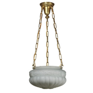 Brass Neoclassical Inverted Dome Chandelier, Antique Lighting