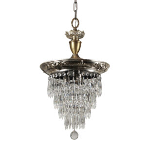 Antique Neoclassical Two-Tone Wedding Cake Chandelier, c.1910