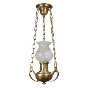 Antique Neoclassical Pendant Light with Glass Shade