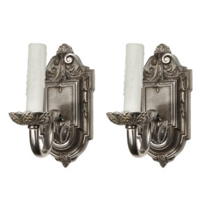 Antique Pair of Neoclassical Single-Arm Sconces, Silver-Plate