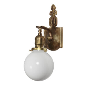 Antique Cast Brass Sconce with Glass Shade, Early 1900’s