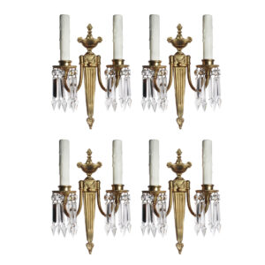 Matching Pairs of Antique Brass Figural Sconces, E.F Caldwell