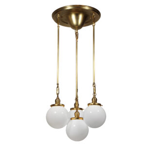 Semi Flush-Mount Chandelier with Ball Shades, Antique Lighting