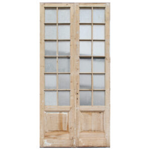 Pair of Antique 48″ French Double Doors, Textured Glass