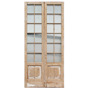 Pair of Reclaimed 48″ French Double Doors with Textured Glass