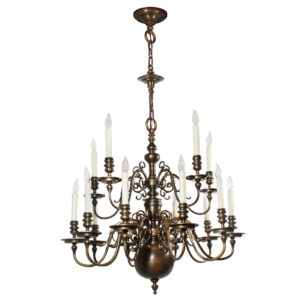 Substantial Antique Colonial Revival Cast Bronze Chandelier, Figural