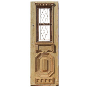 Antique 27″ French Colonial Door with Iron Insert, c. 1880