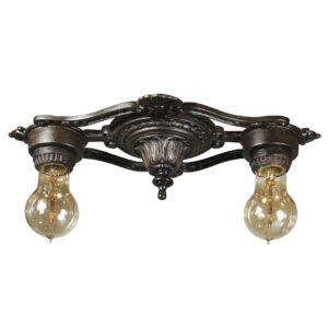 Antique Cast Iron Exposed Bulb Flush Mount Fixture, Lowry Electric Co.