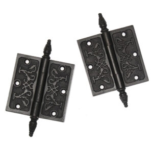 Antique Pair of Decorative Cast Iron 4” Hinges, c. 1870