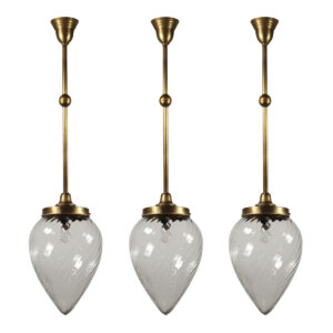Matching Antique Brass Pendant Lights with Stanford University Hand Blown Glass Shades