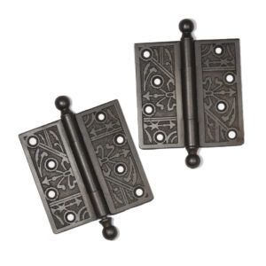 Pair of Antique Decorative Cast Iron 4” Hinges, 19th Century
