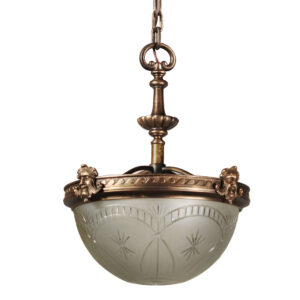 Unusual Antique Figural Inverted Dome Chandelier by Handel