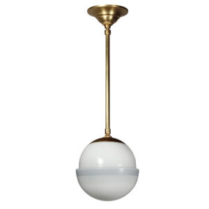 Antique Pendant Light with Glass Shade, Blue