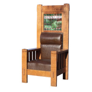 Antique Elk Lodge Chair with Stained Glass, “Brotherly Love”