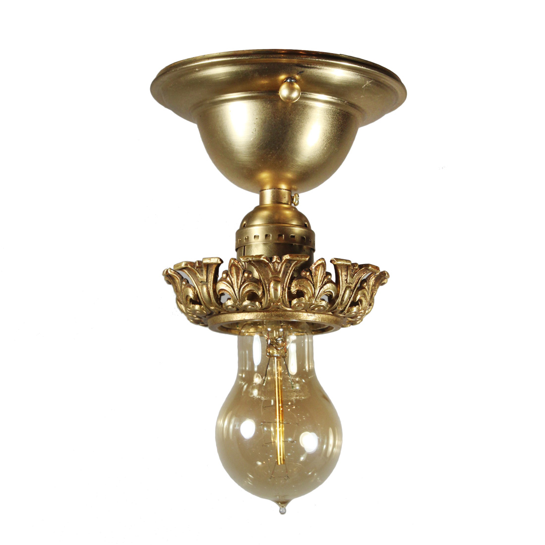 Antique Cast Brass Flush-Mount Fixture, Early 1900’s
