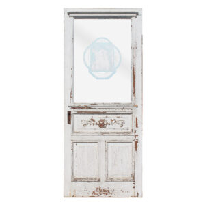 Antique 33” Door with Painted Glass Design
