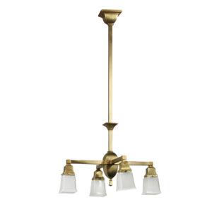 Antique Brass Arts and Crafts Chandelier, Early 1900’s