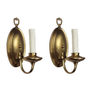 Pair of Antique Single Arm Brass Sconces, c. 1920