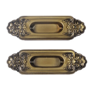 Pair of Antique Brass “Breton” Sash Lifts, New Old Stock