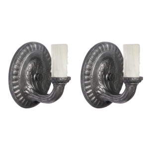Pair of Antique Pewter Single-Arm Sconces, Early 1900’s