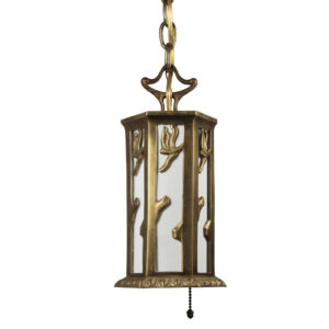 Petite Antique Art Nouveau Brass Lantern with Glass, Early 1900’s