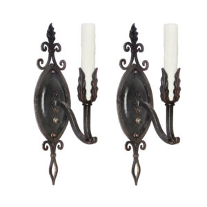 Pair of Antique Cast Iron Sconces, Early 1900’s