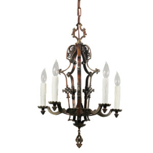 Spanish Revival Five-Light Chandelier, Antique Lighting