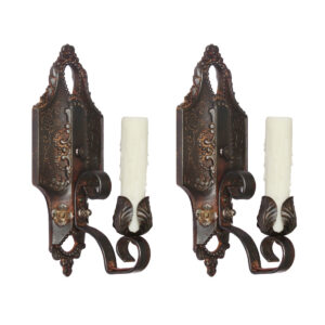 Pair of Antique Cast Iron Sconces by Lincoln, Early 1900’s