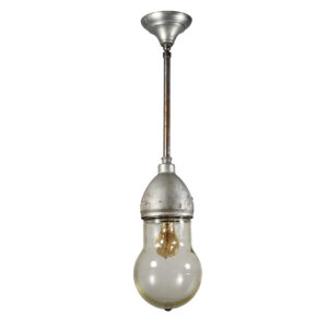 Antique Industrial Pendant with Glass Shade by Crouse-Hinds