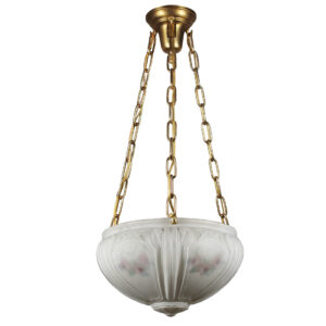 Antique Brass Neoclassical Inverted Dome Chandelier