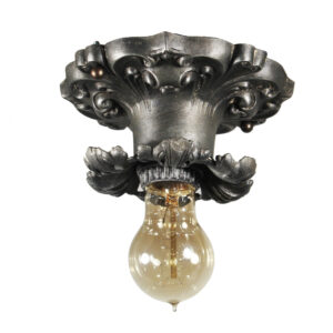 Antique Flush-Mount Light with Exposed Bulb, c. 1930